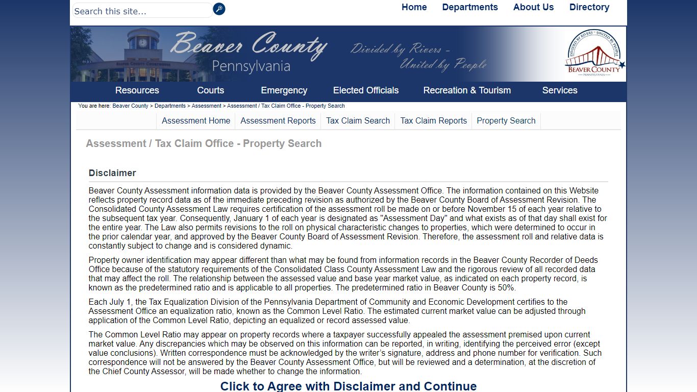Assessment / Tax Claim Office - Property Search